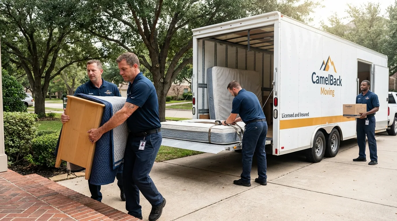 Crew loading residential truck for cross-state move from Glen Lyon, PA