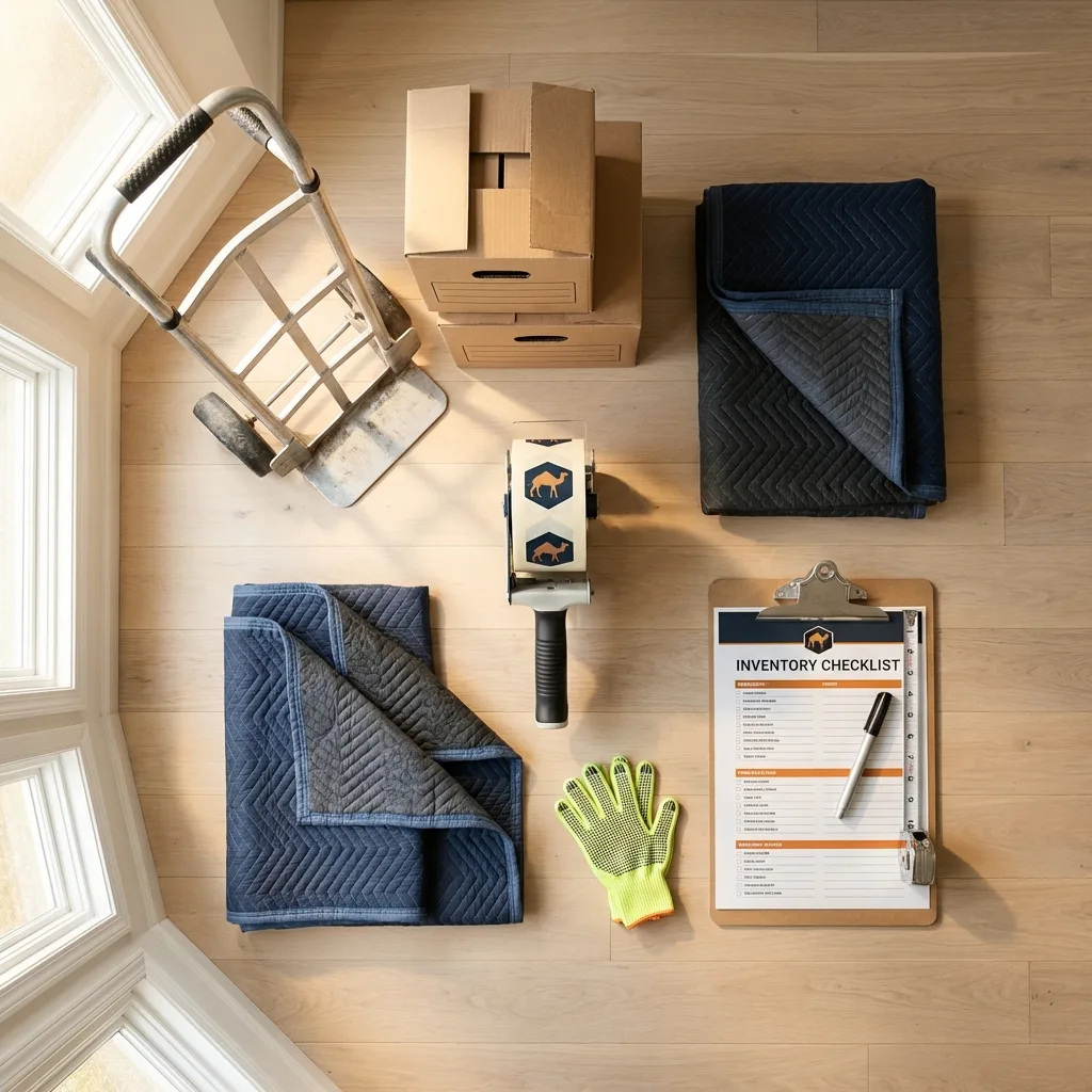 Professional moving supplies and packing materials layout for Glen Lyon residential relocations
